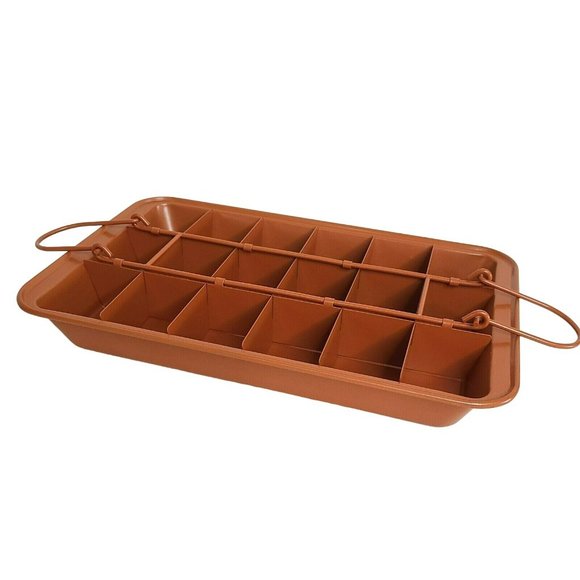 EUC Nonstick Brownie Copper Pan Mix Bake And Serve Brownies Removable Bottom - Picture 1 of 6